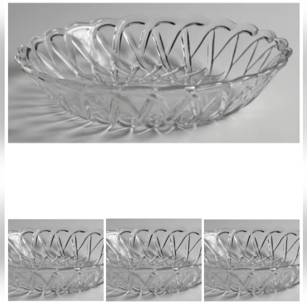 Four Vintage 50s 60s Indiana Glass Clear Pretzel #622 Coupe Soup Bowls